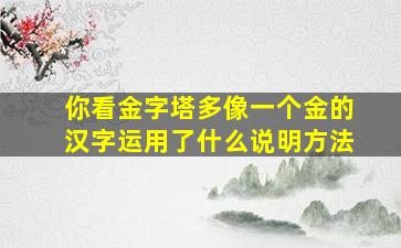 你看金字塔多像一个金的汉字运用了什么说明方法