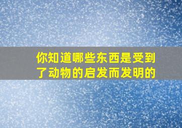 你知道哪些东西是受到了动物的启发而发明的