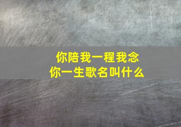 你陪我一程我念你一生歌名叫什么