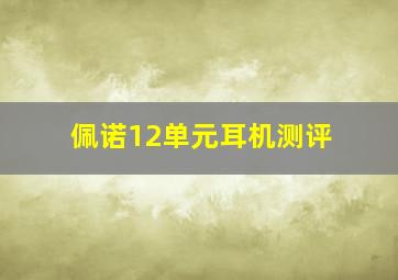 佩诺12单元耳机测评