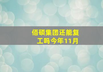 佰硕集团还能复工吗今年11月