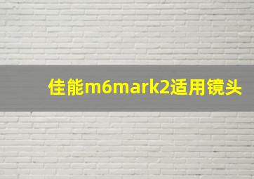 佳能m6mark2适用镜头