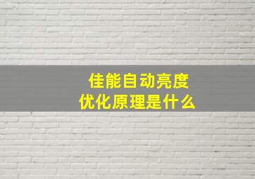 佳能自动亮度优化原理是什么