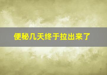 便秘几天终于拉出来了