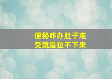 便秘咋办肚子难受就是拉不下来