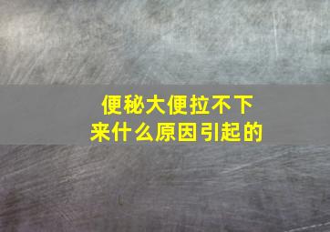 便秘大便拉不下来什么原因引起的