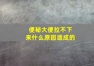 便秘大便拉不下来什么原因造成的