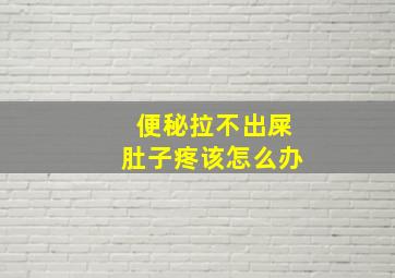 便秘拉不出屎肚子疼该怎么办