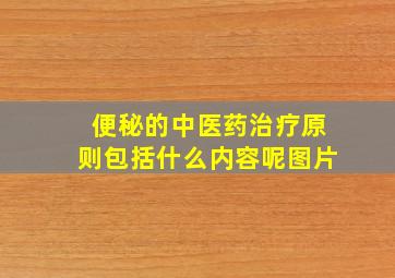 便秘的中医药治疗原则包括什么内容呢图片