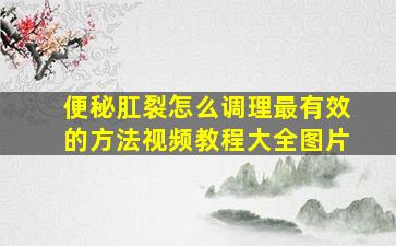 便秘肛裂怎么调理最有效的方法视频教程大全图片