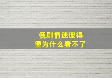 俄剧情迷彼得堡为什么看不了