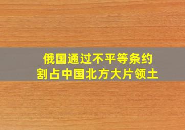 俄国通过不平等条约割占中国北方大片领土