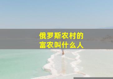 俄罗斯农村的富农叫什么人