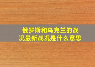 俄罗斯和乌克兰的战况最新战况是什么意思