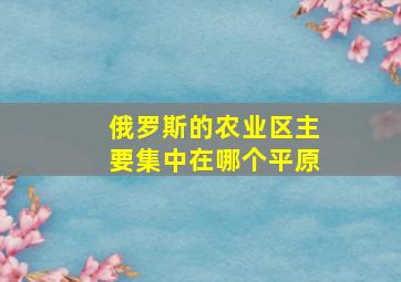 俄罗斯的农业区主要集中在哪个平原