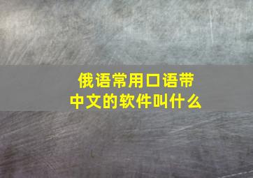 俄语常用口语带中文的软件叫什么