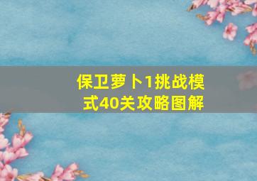 保卫萝卜1挑战模式40关攻略图解