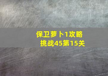 保卫萝卜1攻略挑战45第15关