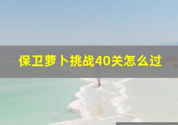 保卫萝卜挑战40关怎么过