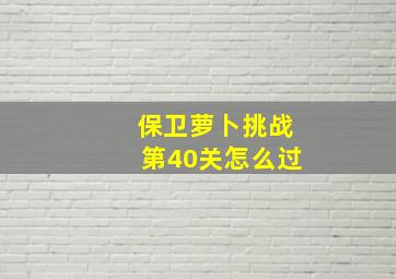 保卫萝卜挑战第40关怎么过