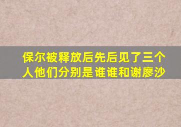 保尔被释放后先后见了三个人他们分别是谁谁和谢廖沙