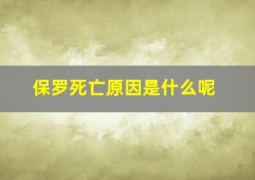 保罗死亡原因是什么呢