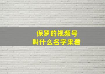 保罗的视频号叫什么名字来着