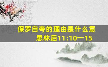 保罗自夸的理由是什么意思林后11:10一15