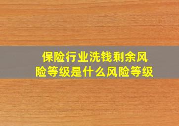 保险行业洗钱剩余风险等级是什么风险等级