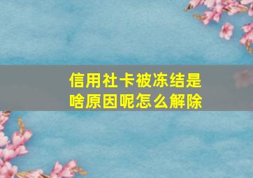 信用社卡被冻结是啥原因呢怎么解除