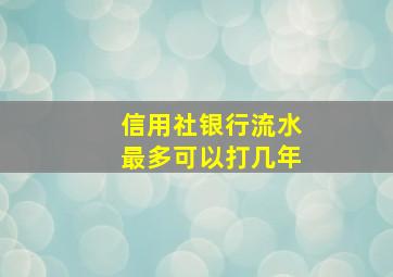 信用社银行流水最多可以打几年