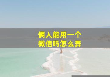 俩人能用一个微信吗怎么弄