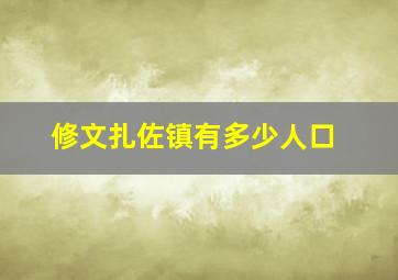 修文扎佐镇有多少人口