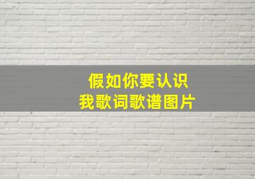 假如你要认识我歌词歌谱图片