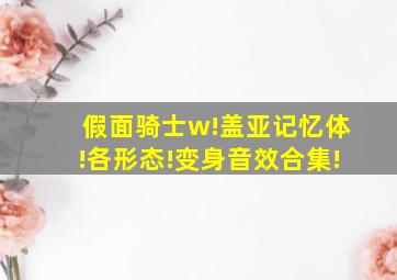 假面骑士w!盖亚记忆体!各形态!变身音效合集!