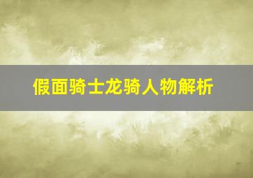 假面骑士龙骑人物解析