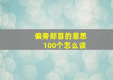 偏旁部首的意思100个怎么读