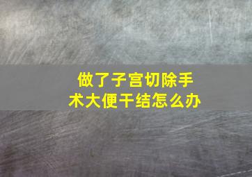 做了子宫切除手术大便干结怎么办