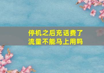 停机之后充话费了流量不能马上用吗