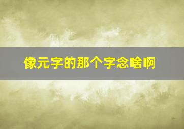 像元字的那个字念啥啊