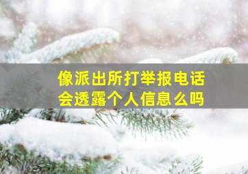 像派出所打举报电话会透露个人信息么吗