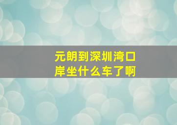 元朗到深圳湾口岸坐什么车了啊