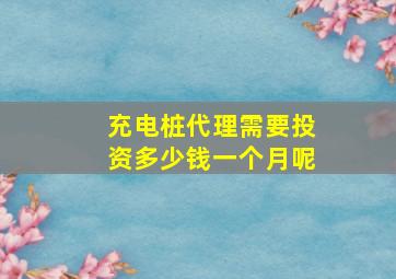 充电桩代理需要投资多少钱一个月呢