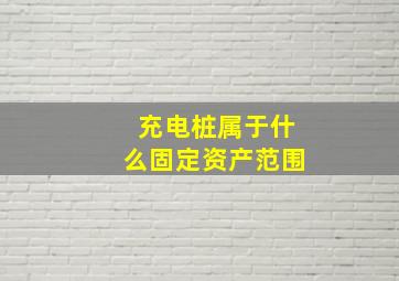 充电桩属于什么固定资产范围