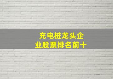 充电桩龙头企业股票排名前十