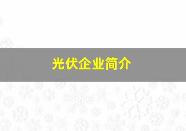 光伏企业简介