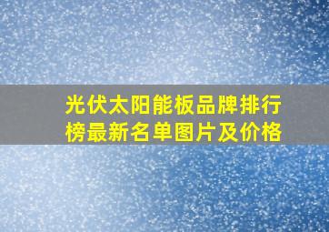 光伏太阳能板品牌排行榜最新名单图片及价格