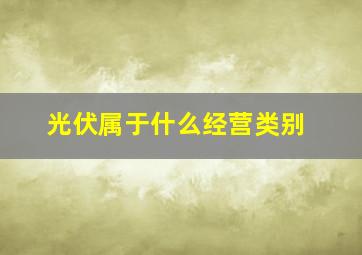 光伏属于什么经营类别