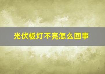 光伏板灯不亮怎么回事