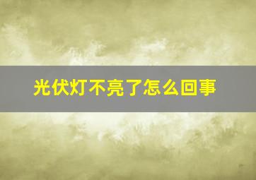 光伏灯不亮了怎么回事